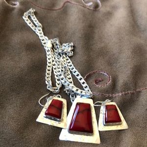 Sterling silver earring and necklace set